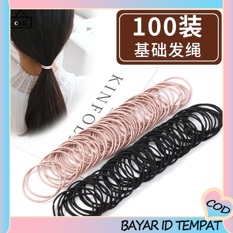 100Pcs Karet Rambut Elastis Gaya Korea untuk Wanita COD A one