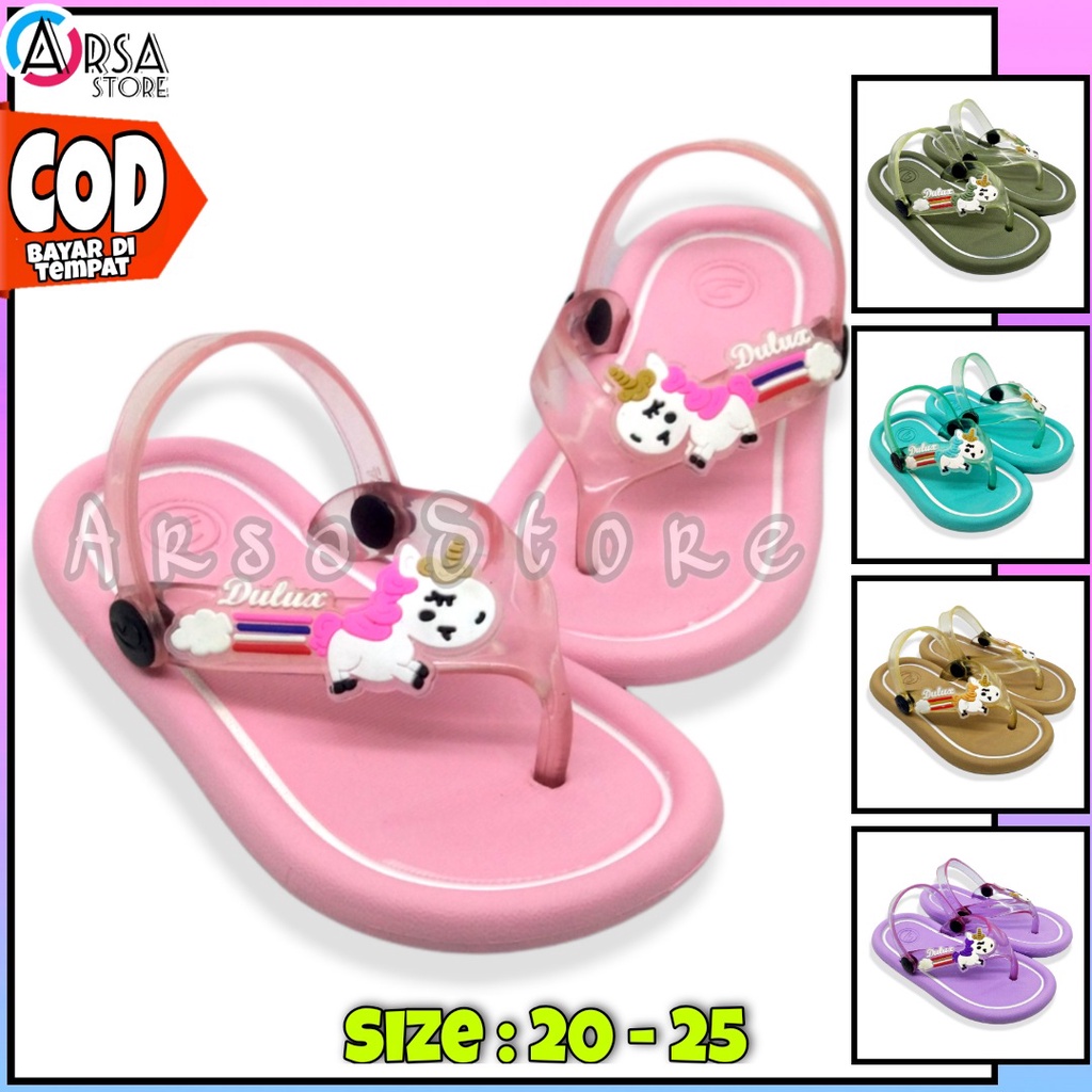 Sandal Jepit Tali Belakang Anak Baby Perempuan Motif Unicorn Terbaru Usia 9 bulan 1 2 3 Tahun