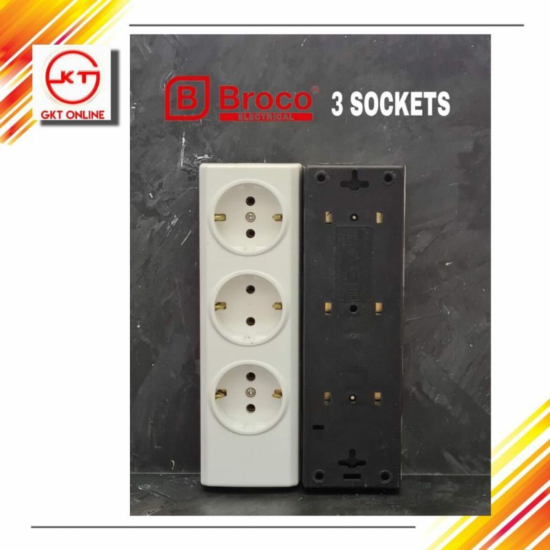 Stop Kontak 3 Lubang Broco / Terminal Stop Kontak Broco