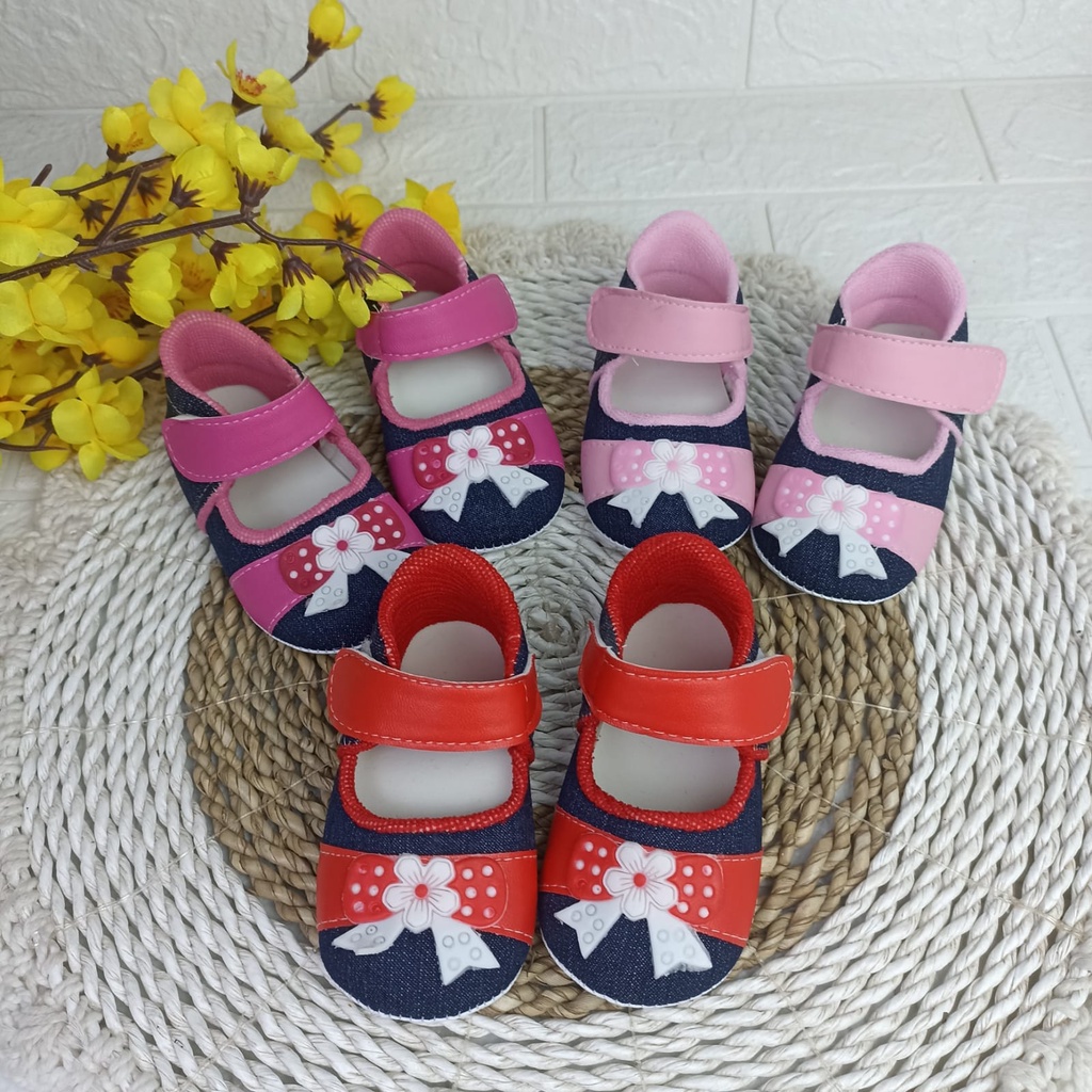 [TAMAN SEPATUKU] SEPATU TRENDY MURAH PREWALKER ANAK PEREMPUAN 0-12 BULAN PITA BAHAN LEVIS APX02