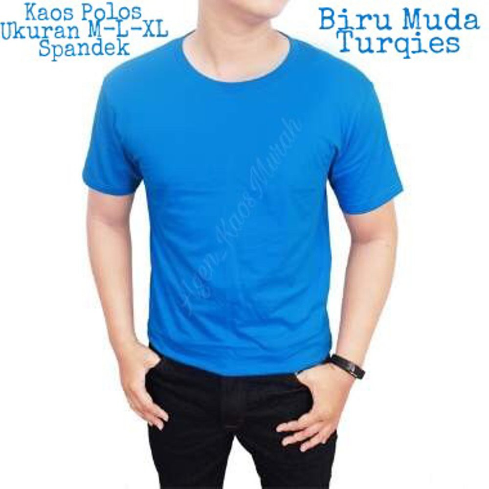 BUY1 GET 1 Kaos Polos Pria O-Neck Biru Langit