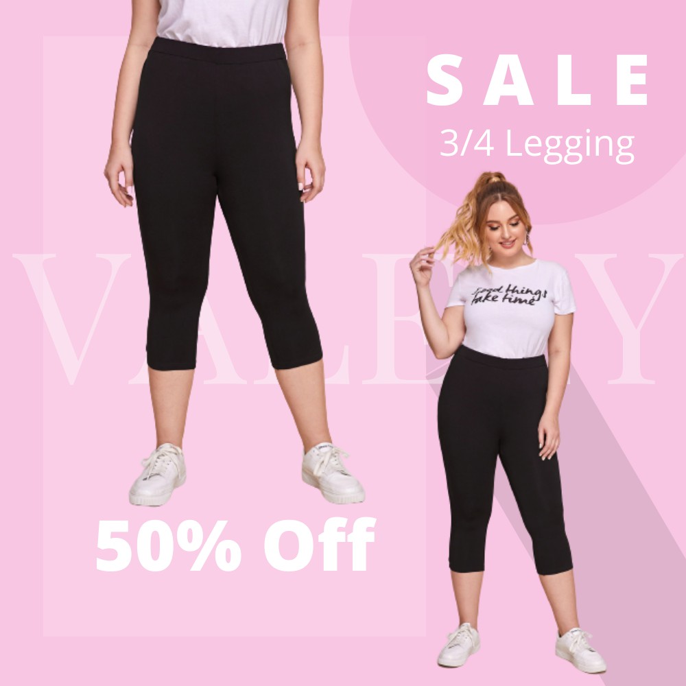 Leging 3/4 Bawah Lutut ALL Size (Slim - Jumbo) / Celana legging Lejing Pendek Wanita valely07