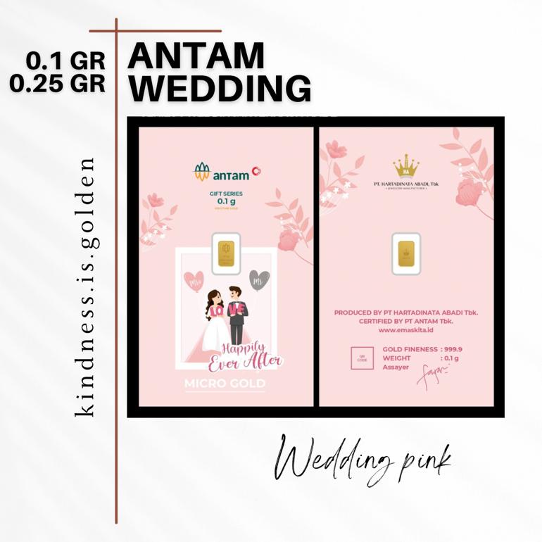Wedding Pink - Antam Gold Wedding Series Kado Emas Pernikahan 0,1 Gram 0,25 Gram