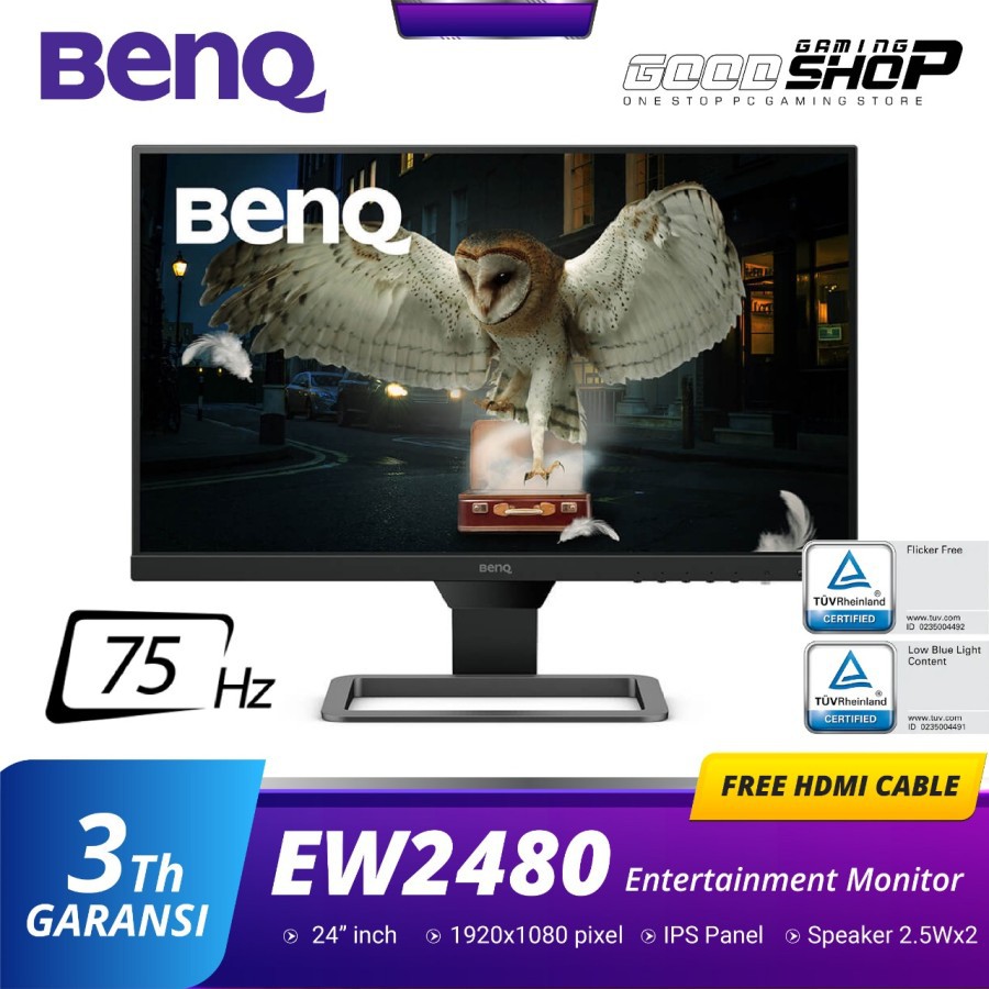 BenQ EW2480 Monitor 24 inch IPS HDR 75Hz LED Freesync B.I.+ Eye Care