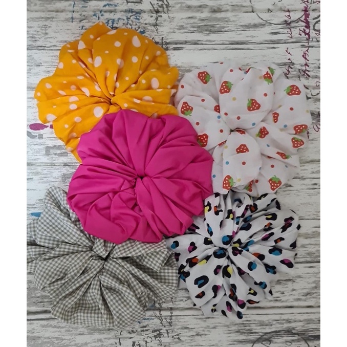 Ikat Pita Rambut Model Scrunchie Fashion Korea Harga Isi Paket 4 Ukuran