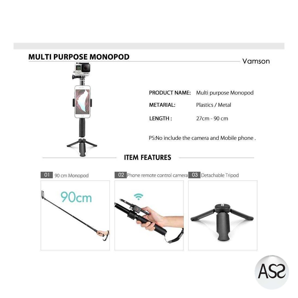 ASS Shop - Vamson Aksesoris Kamera Aksi Full Set GoPro Xiaomi Yi - VS84