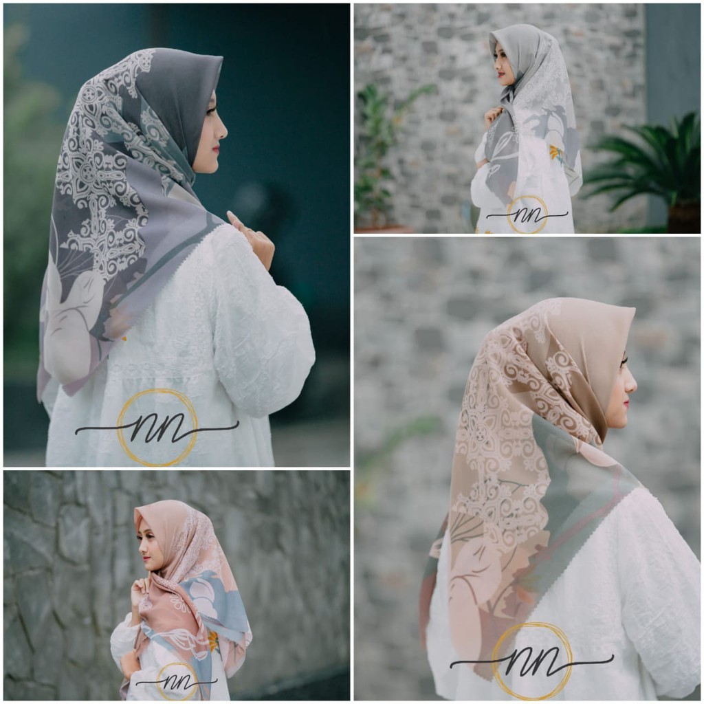 Hijab Square Segiempat Motif Premium Hijab motif bunga Hijab Lasercut Motif