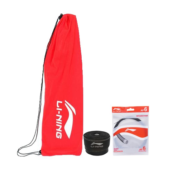 Li-Ning Badminton Racket Turbo 99 Black/Orange AYPR028-4 Bundle Senar + Grip + Cover