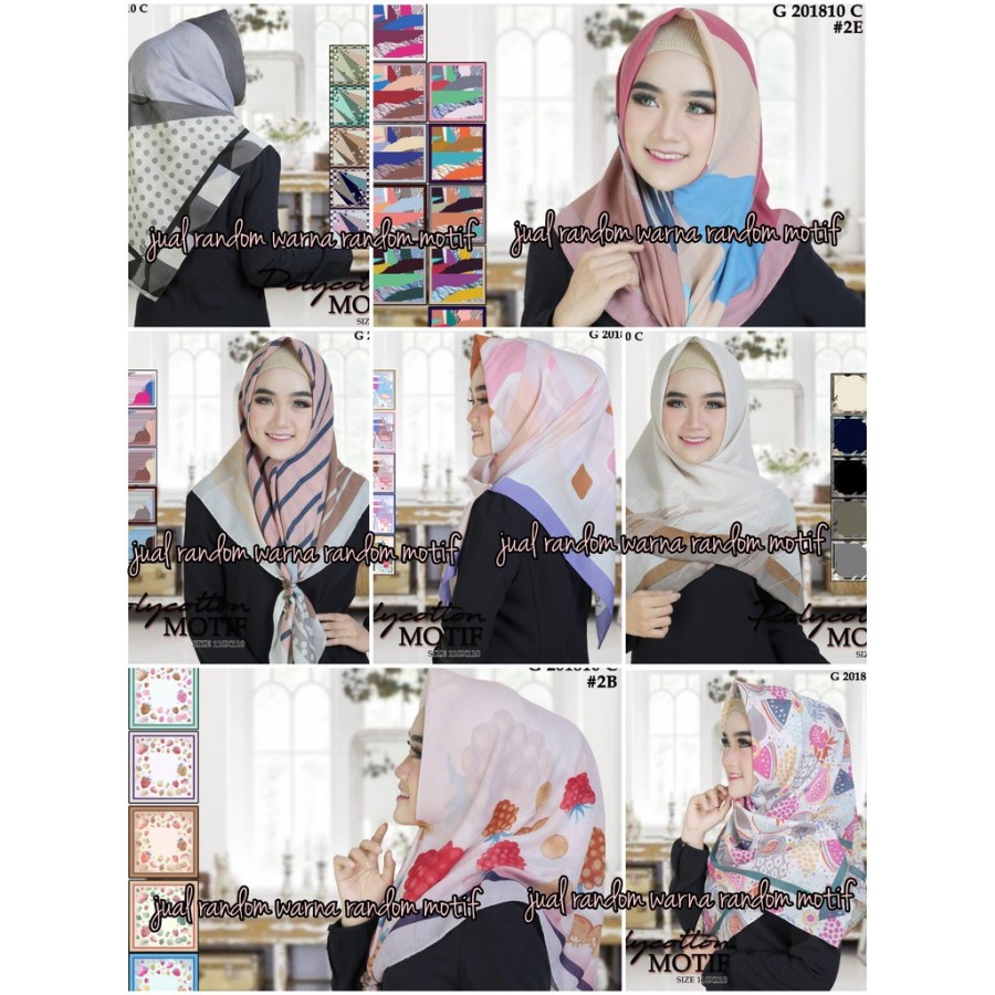 Jilbab Segi Empat Katun Motif VOAL Polycotton (READY HANYA WARNA PUTIH SAJA)