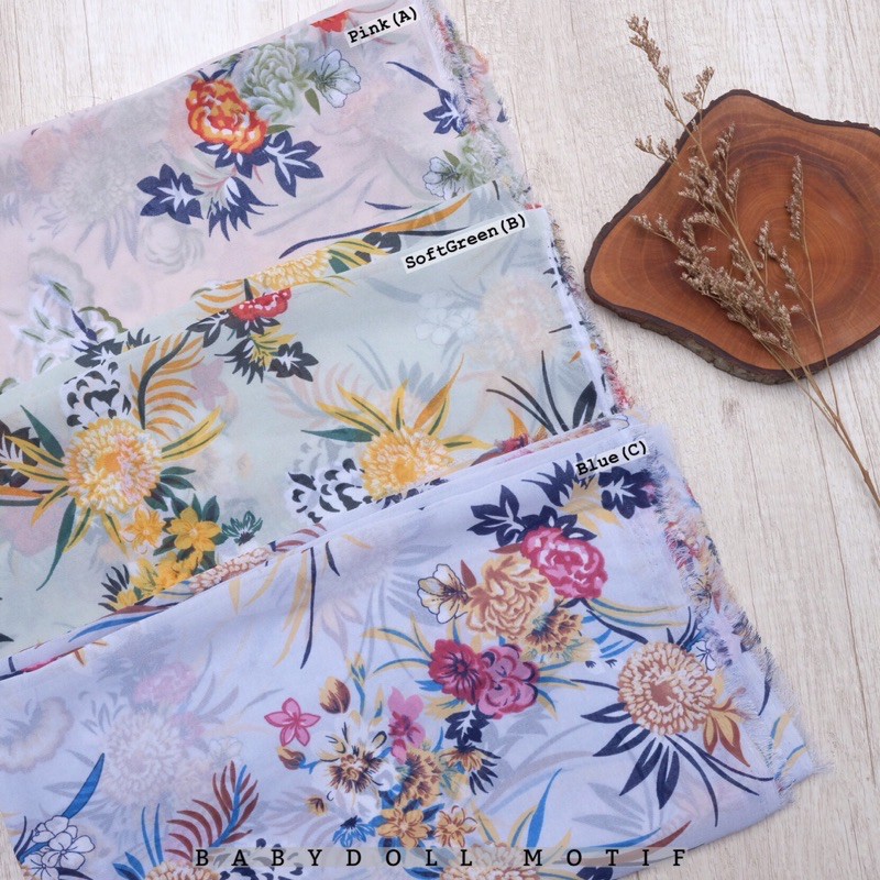 {BARU KAINNYA SAJA} CERUTY BABYDOLL MOTIF / HIJAB PASHMINA / HIJAB SYARI BUNGA