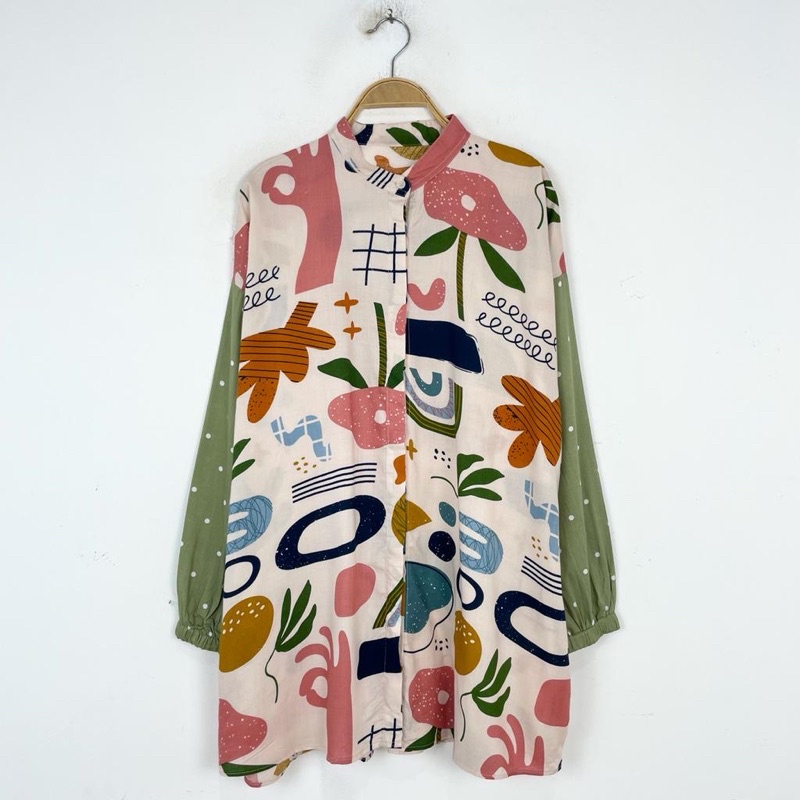 kemeja wanita  motif bahan rayon // kemeja-Foto 8