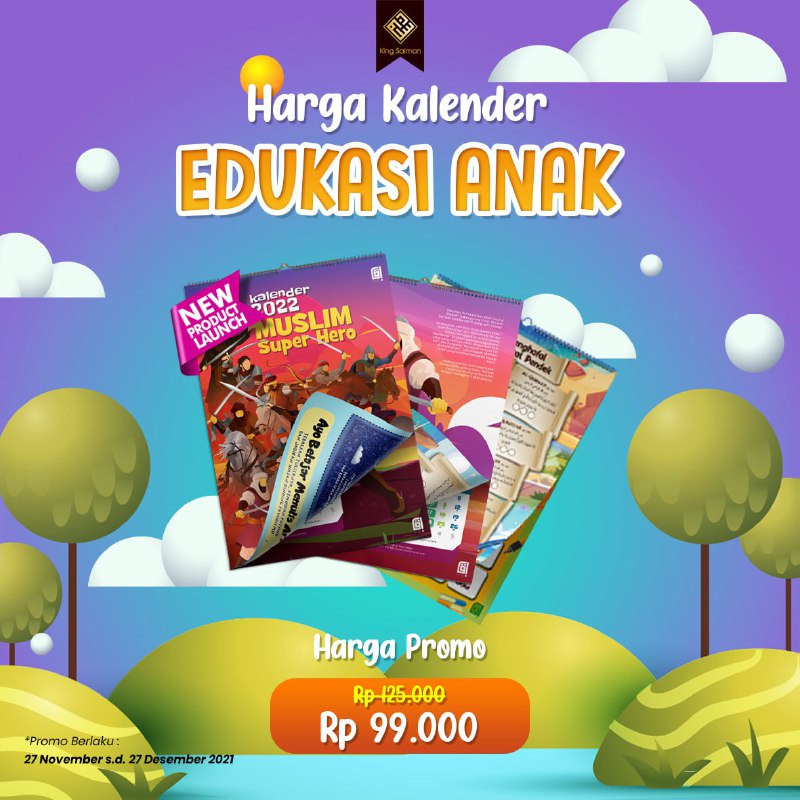 

Kalender 2022 Dinding Edukasi Anak Muslim Super Hero King Salman Bonus special Bisa COD Bayar di Tempat