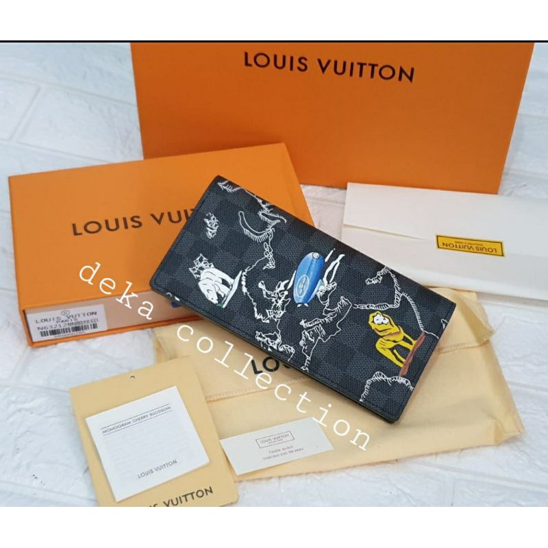 DOMPET LV PRIA WANITA BRAZZA WALLET RENAISSANCE MAP MIRROR QUALITY