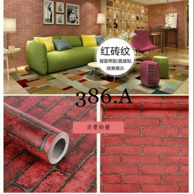 Wallpaper Sticker motif batu bata merah