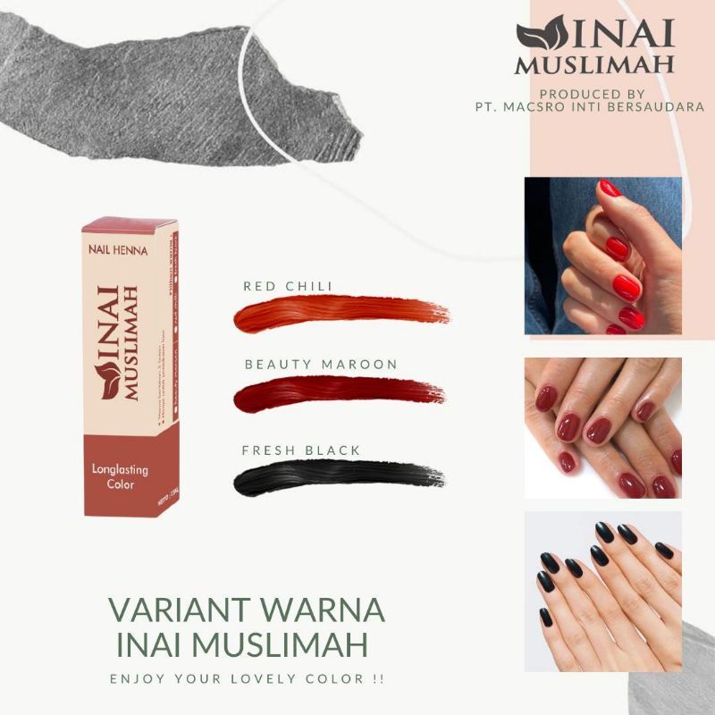 INAI MUSLIMAH / Inai Kuku/Kutek/Cat Kuku/Henna Kuku Halal sah untuk sholat