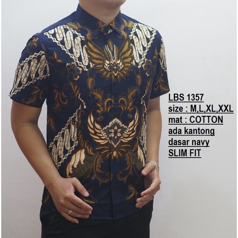 READY XXL BATIK PRIA SLIMFIT LENGAN PENDEK ORIGINAL LUIGI BATANI