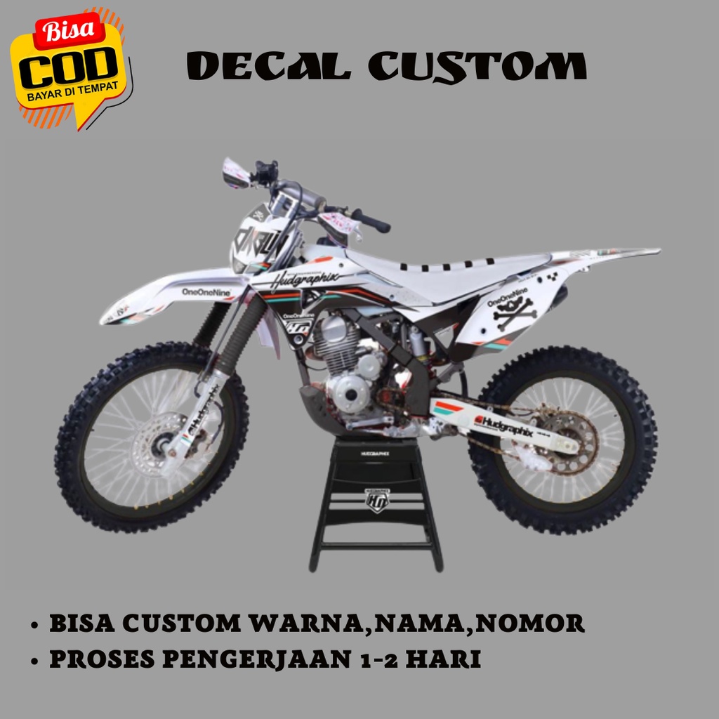 DECAL CUSTOM BODY GORDON DECAL KLX GORDON PUTIH