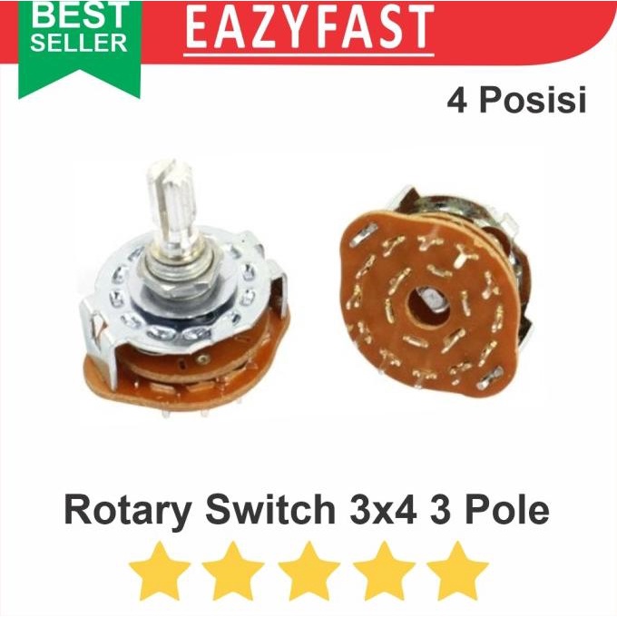 Rotary Switch Selector Potensio Saklar Putar 3x4 3 Pole 4 Posisi Knob efst90 Juara