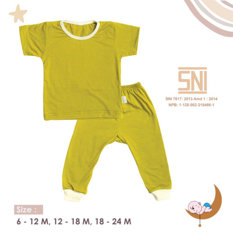 SNI S M L MOONS Stelan Oblong Campur  POLOS Moons/ Baju Oblong Campur , setelan piyama anak PENDEK BAJU