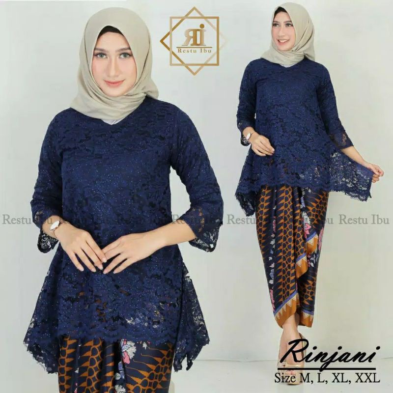 SETELAN KEBAYA RINJANI JUMBO LD 120 - 130 / KEBAYA BROKAT BIG SIZE / SET KEBAYA ROK LILIT