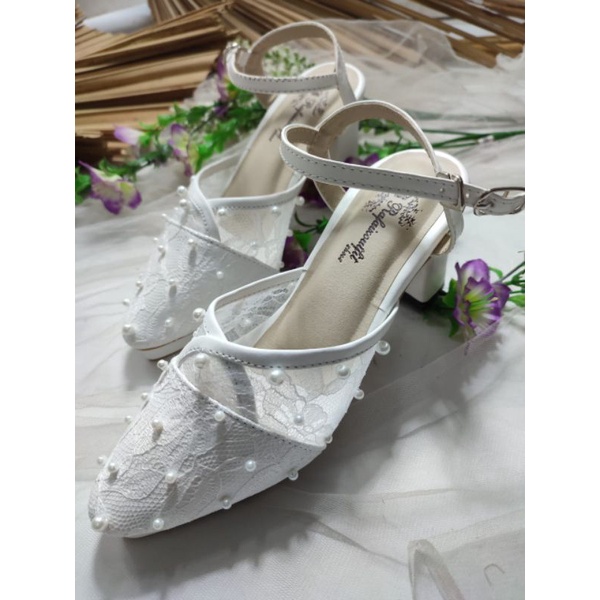 sepatu wedding cindypurri tali putih 7cm tahu