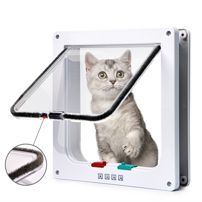 Pintu Bawah Lubang Keluar Masuk Kucing Anjing Peliharaan Cat Dog Flap Door 4 Way Lock