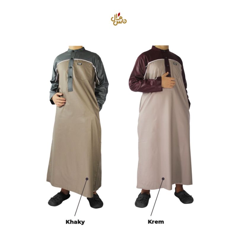 Jubah Gamis  Anak Pria Lengan Panjang Kombinasi Premium