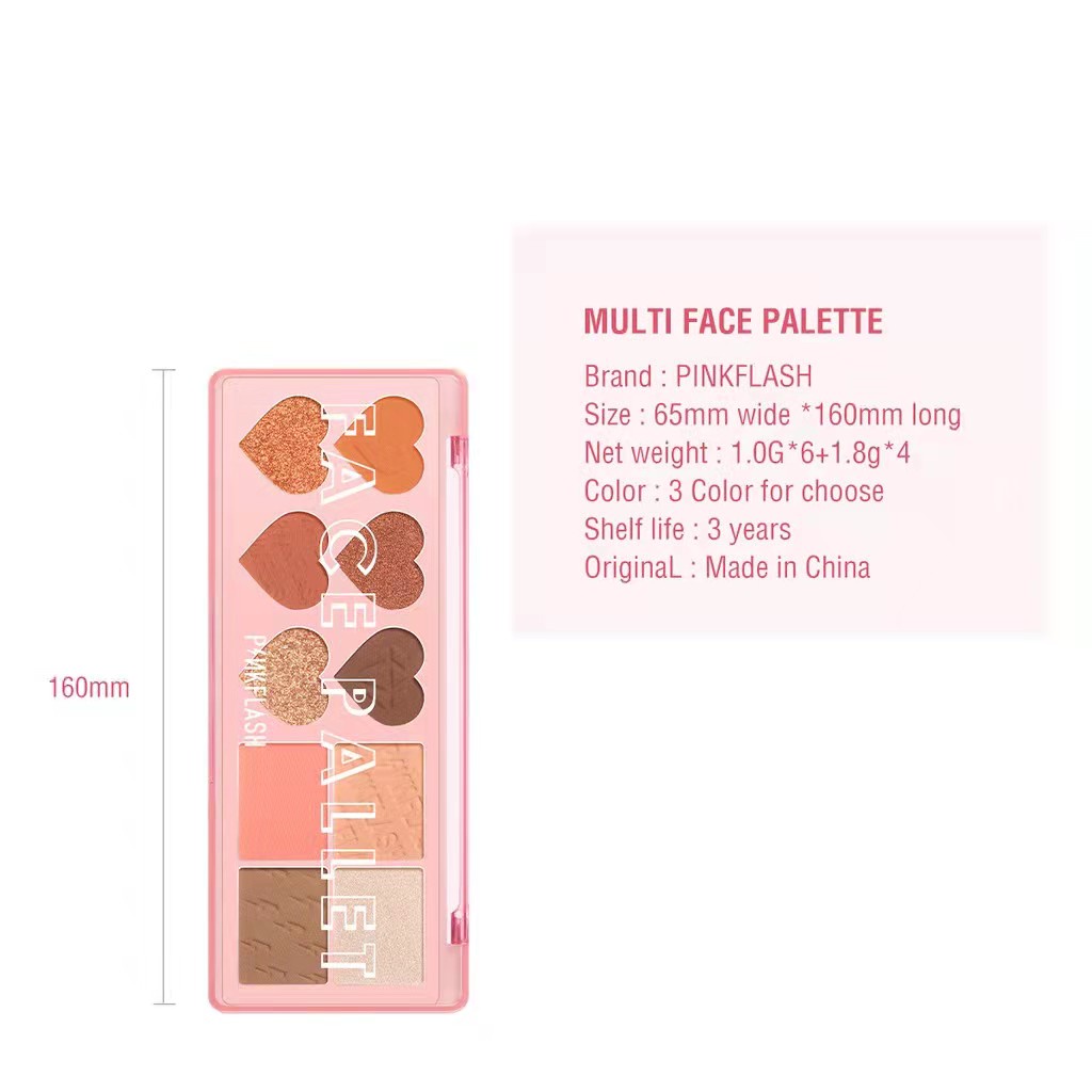 [ORI BPOM] PINKFLASH OhMyLove Multiple Face Palette Eye shadow Blush Highlighter Contour - 3 Colors | Pinkflash Eyeshadow Palette Pinkflash Eyeshadow Pallete Pinkflash Face Pallete Palet | PF-M02