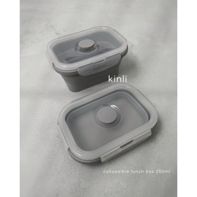 collapsible lunch box grey foldable food container tempat makan lipat kinli