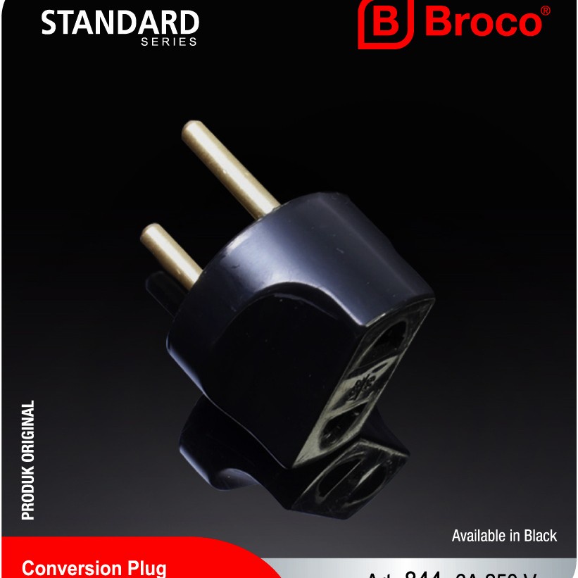 BROCO over steker bulat hitam 844 sambungan charger