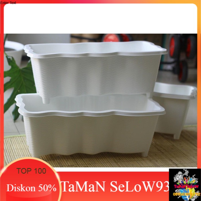 Pot Persegi Panjang Kotak putih Ukuran 38 Cm