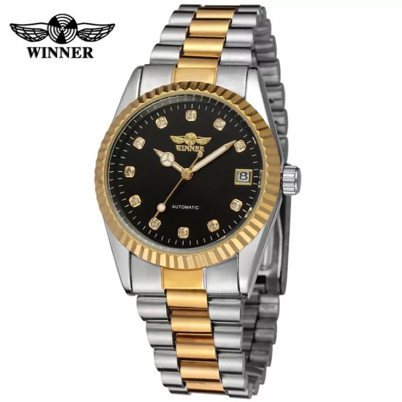 Jam Tangan Mekanik Automatic Winner Datejust Silver Gold Black