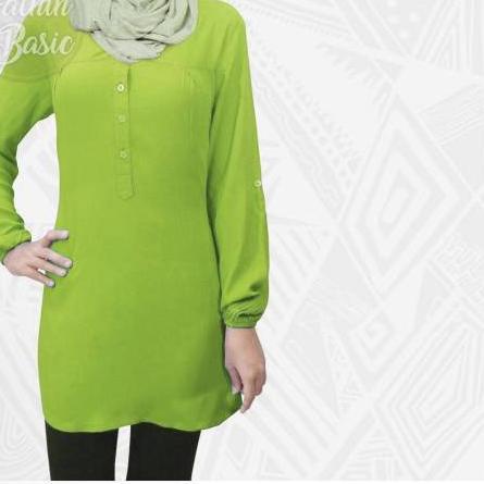 Blus Polos Ijo Muda - Blouse Polos Rayon - Lime- Lime green - ijo stabilo - Baju Adem - Fathin Basic