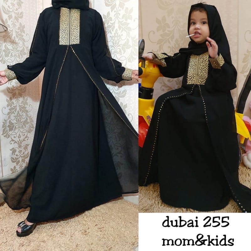 Abaya Hitam Mom and Kids Dress Maxi Arab Turkey Zephy Abaya Hitam Pesta Dubai 255 Ibu Dan Anak