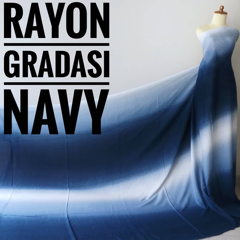 Last Stock Kain Meteran Rayon Gradasi Navy (0.5M)