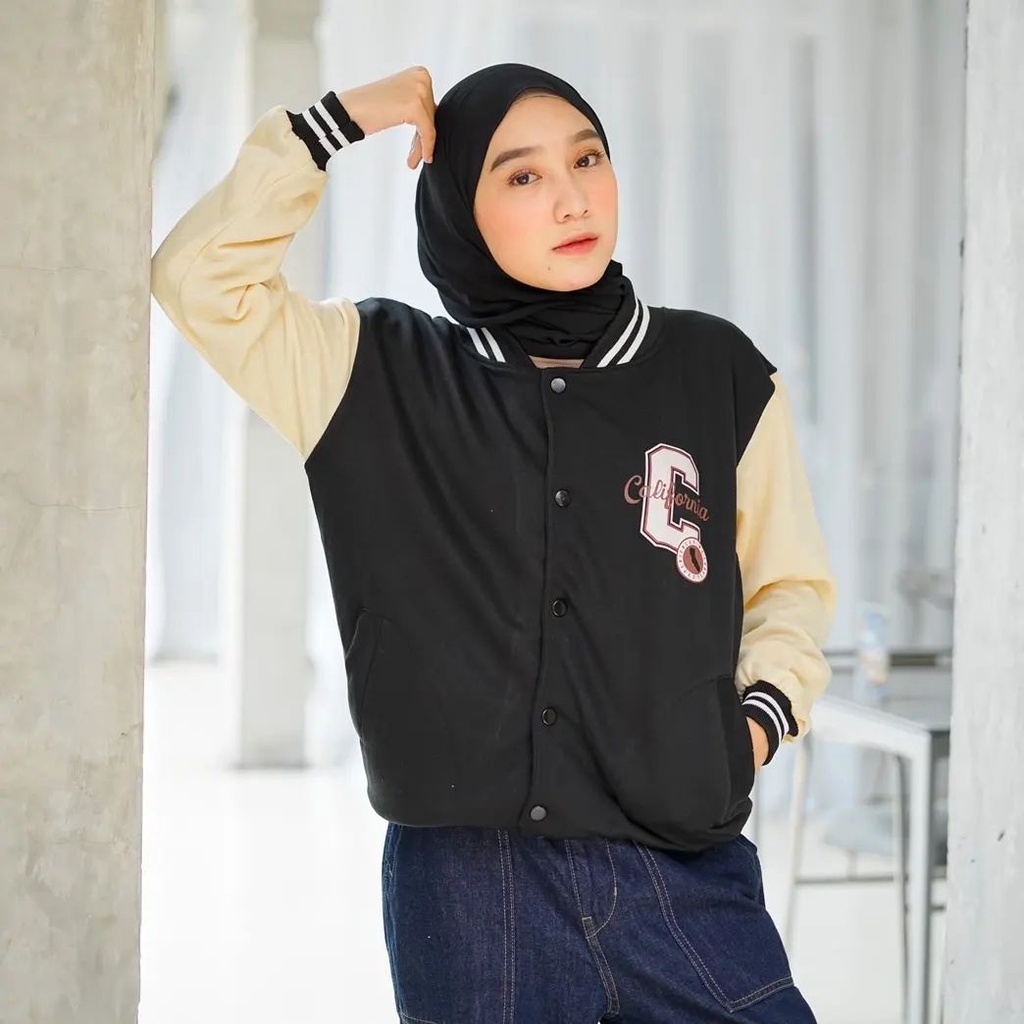 Jaket Base Ball C California Baseball wanita/pria