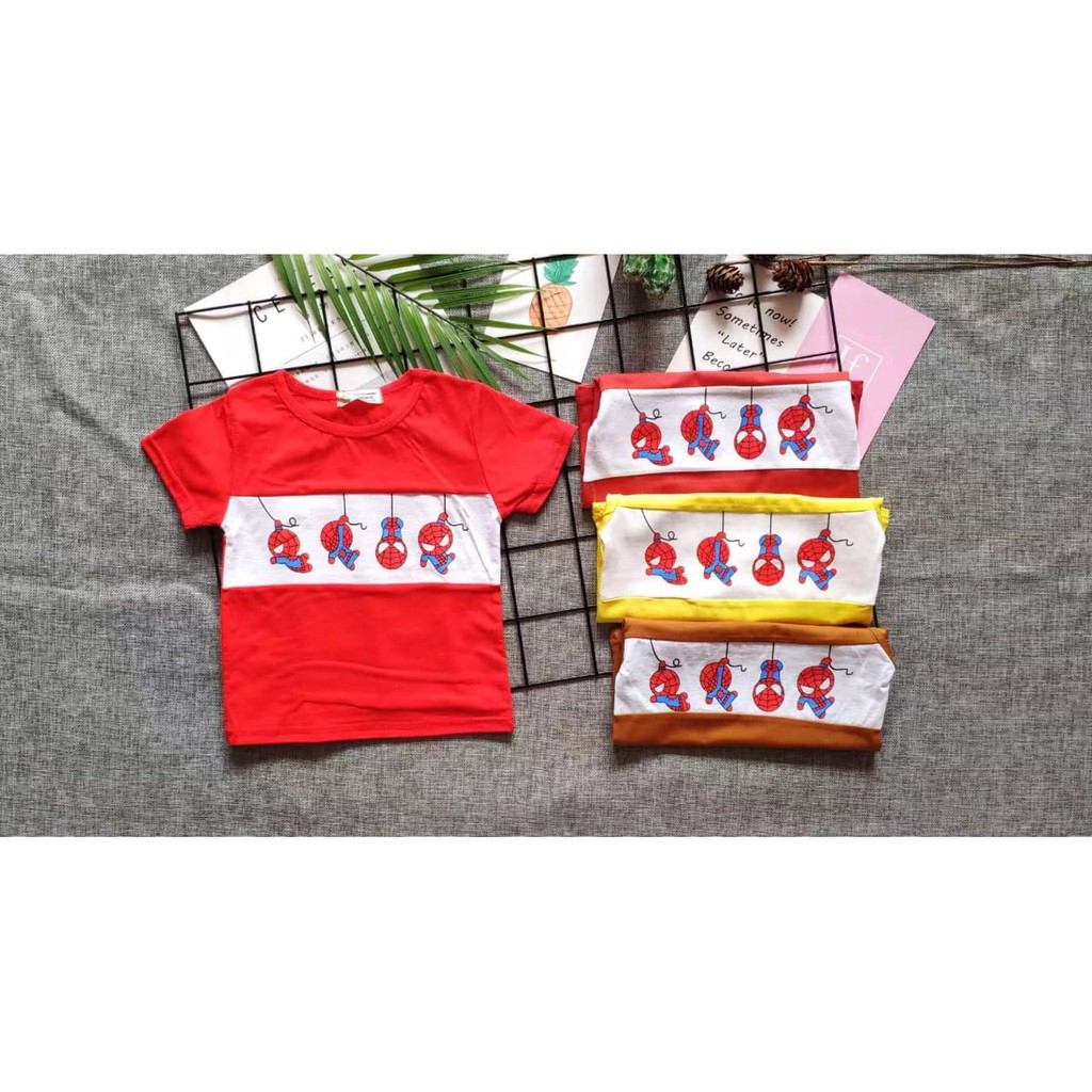 Spiderman Kaos Import Anak Laki - Laki Usia 1/2 -2TH / Pakaian Anak Import / Grosir Baju Anak Import