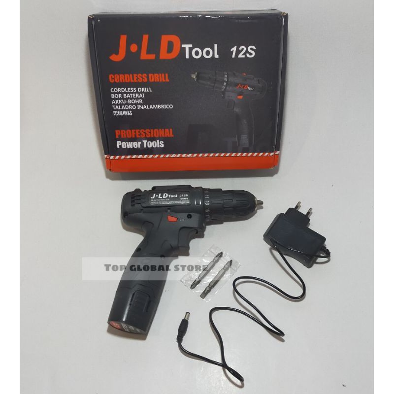 Bor 1 Baterai JLD Hitam 12S Cordless Drill - JLD