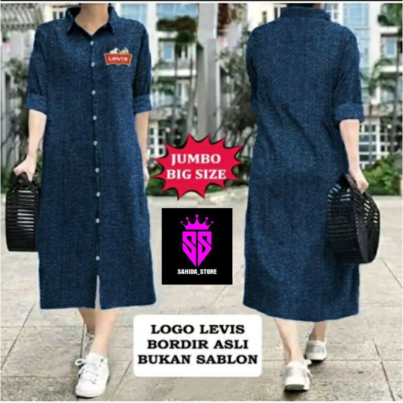 Tunik Wanita Levis Denim Murah Baju Tunix Cewek Panjang Kekinian Long Tunic Cwek Modern Terbaru 2021