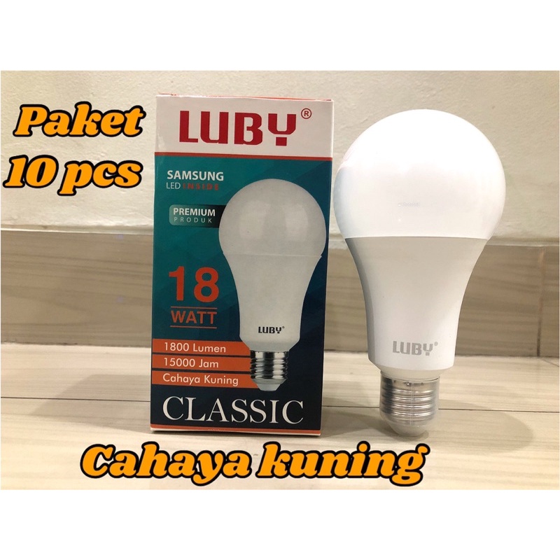 BOHLAM LED LUBY CLASSIC CAHAYA KUNING PAKET 10 PCS 18 WATT