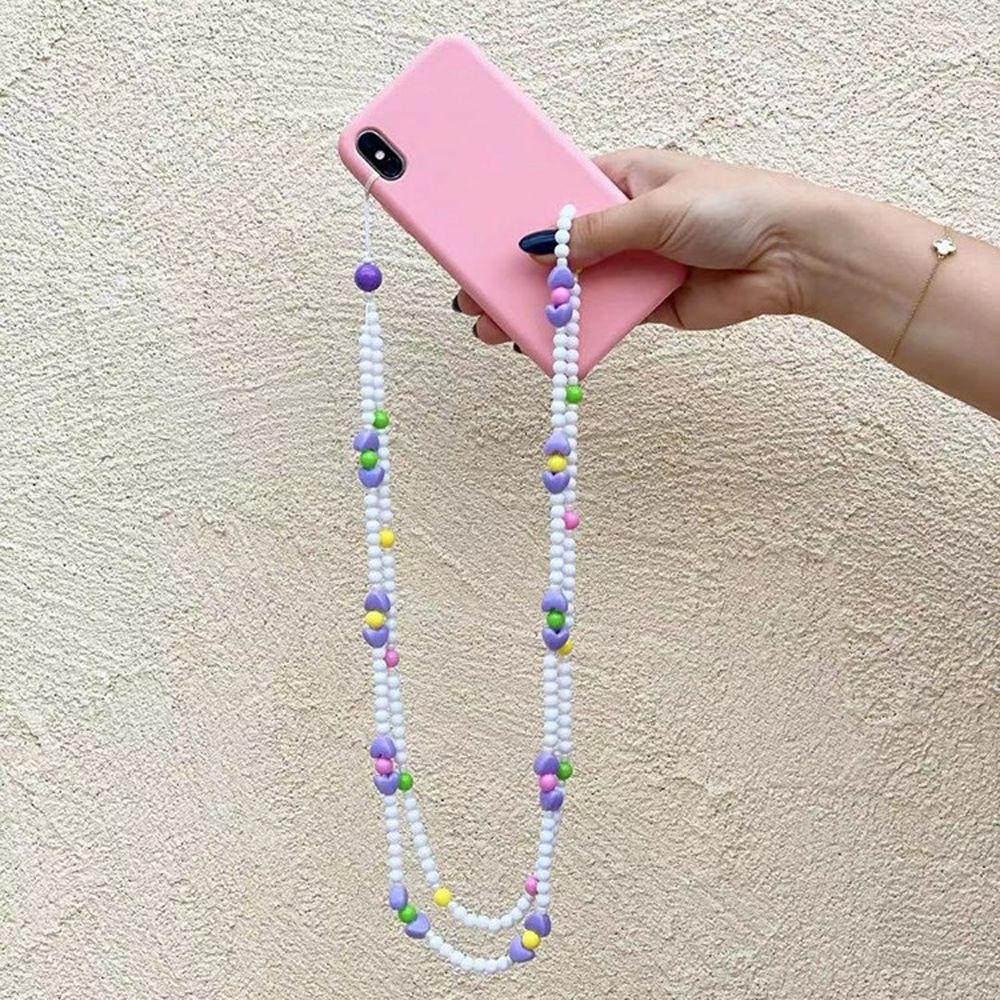 Agustina Lanyard Ponsel Untuk Wanita Buatan Tangan Perhiasan Telepon Pesona Evil Eye Acrylic Beads Phone Pendant