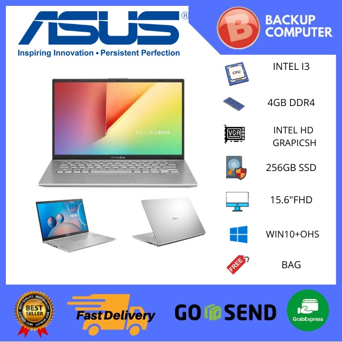 Asus A509FA FHD321 i3 10110 4GB 256ssd W10+OHS 15.6FHD Blit SLV