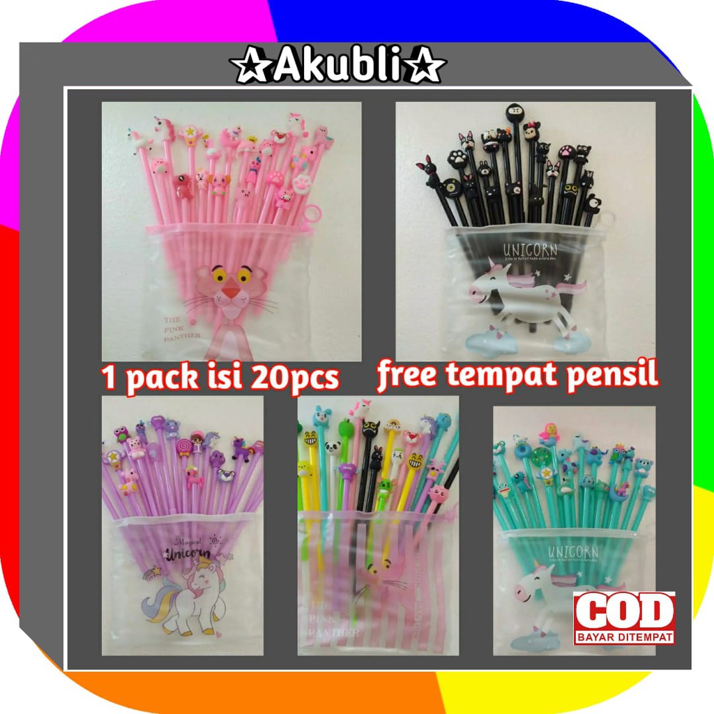 

Akubli✰ COD Ps155 Pulpen Set Karakter Isi 20 Pcs Free Tempat Pensil Unicorn Stationary Paket Murah