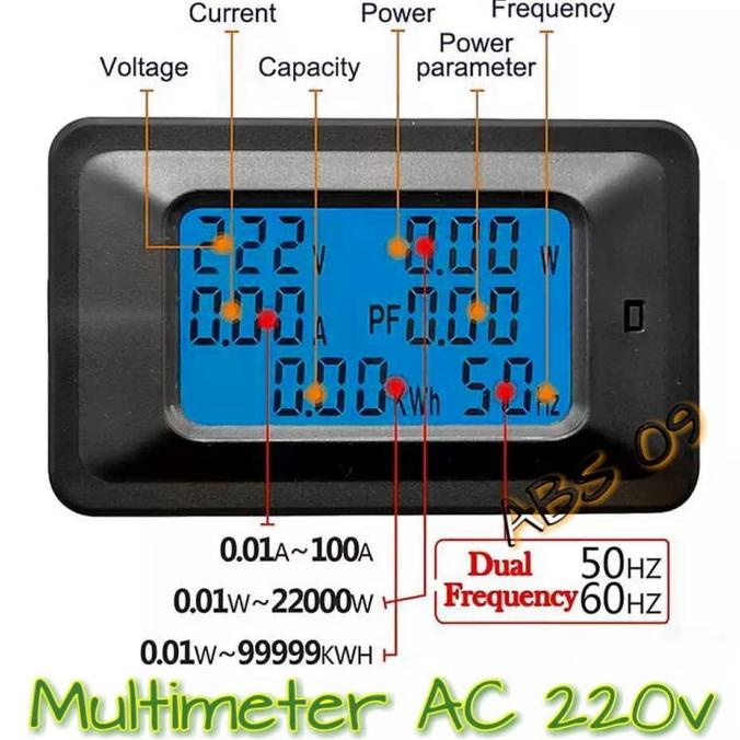 Multimeter alat ukur pengukur kwh volt ampere meter frekuensi AC PLN