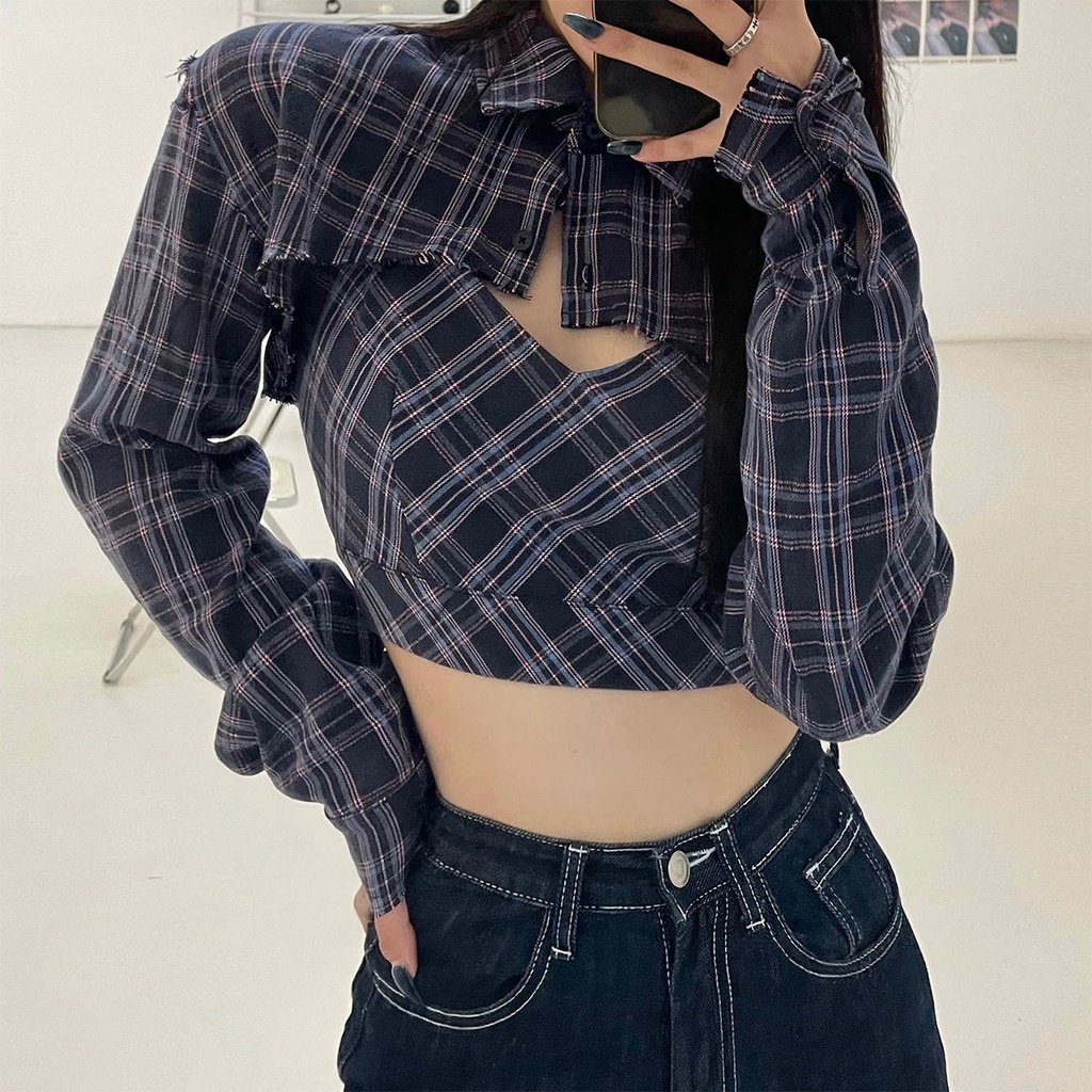 Red Awal Musim Semi Lisa Fried Street Slim Fit Wanita Fashionable Korea Vest Lengan Panjang Fashionable Two Piece Tide