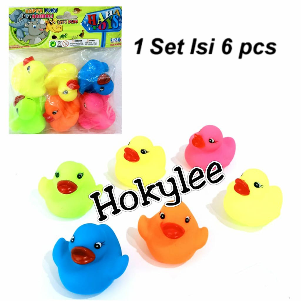  MAINAN  ANAK BEBEK KARET  ISI 6 PCS UNTUK  KOLAM BABY SPA 