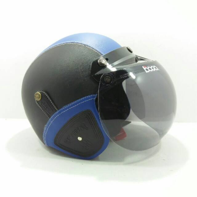Helm retro bogo klasik hitam biru