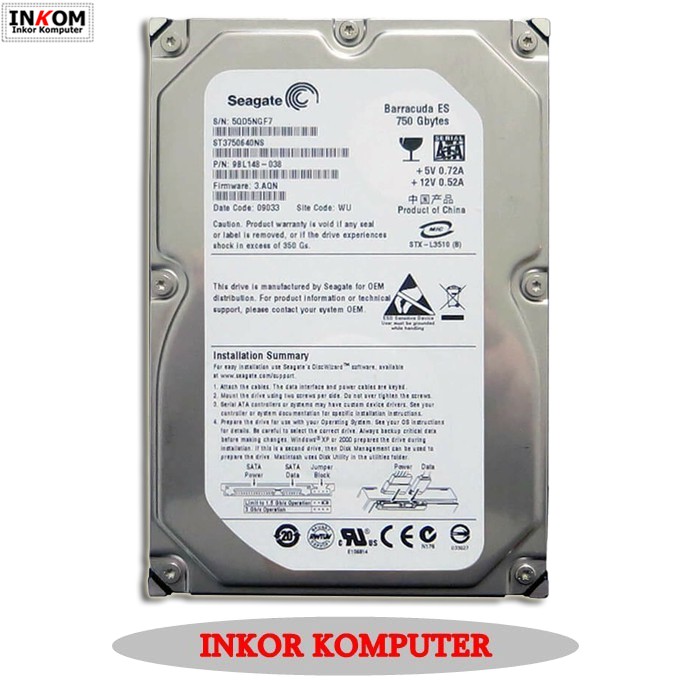 Hardisk HDD Harddisk Internal PC 750GB Sata Seagate