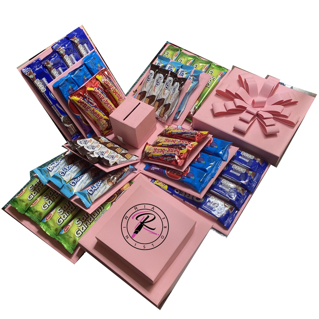 

Explosion Box Snack Box Kado Unik Hampers Box Snack Box Kotak Uang 22x22cm (Made by order)