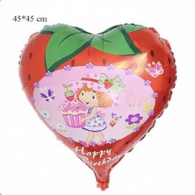 Balon HBD happy birthday strawberry foil balloon